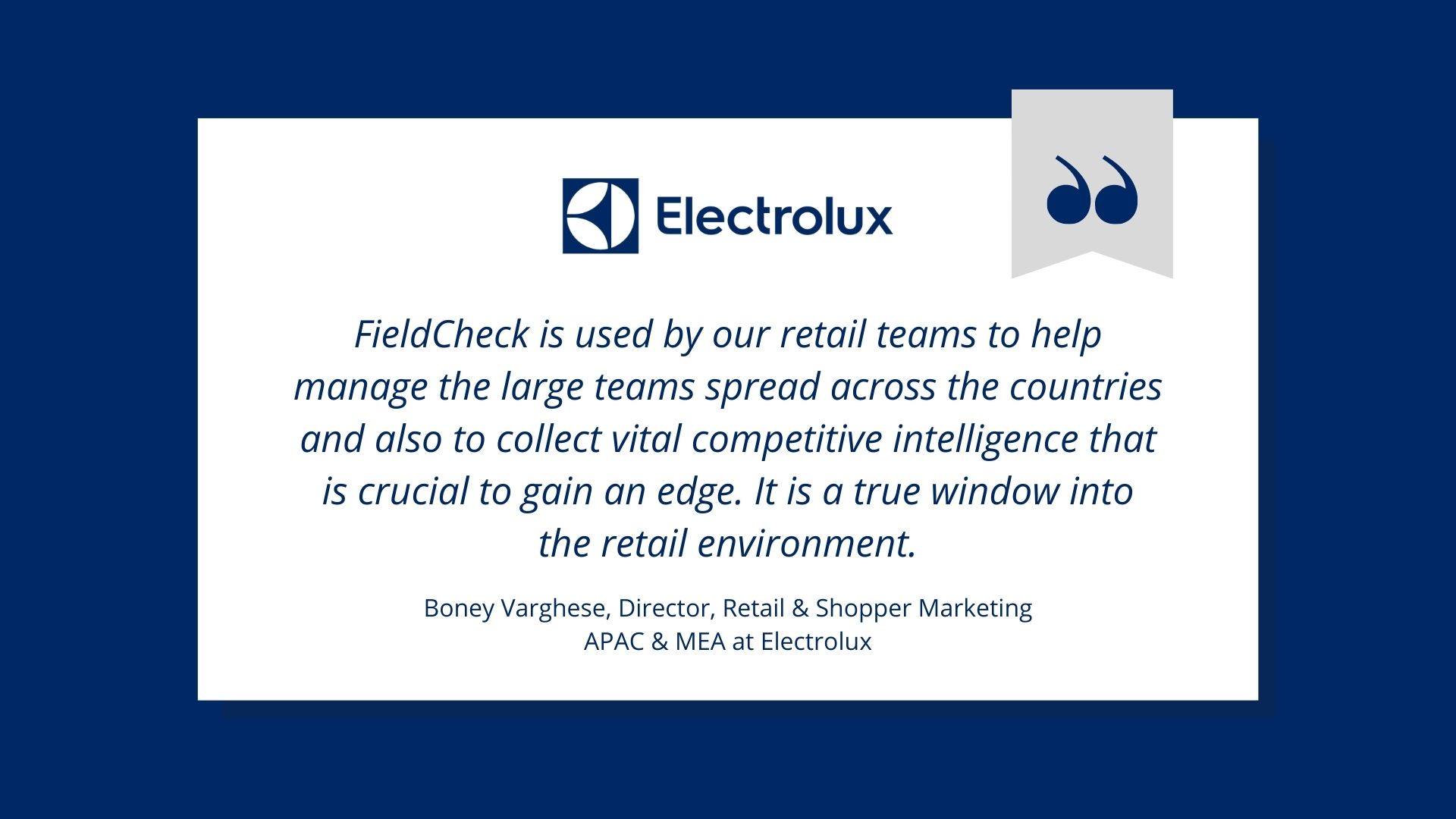 case study Electrolux use FiedCheck