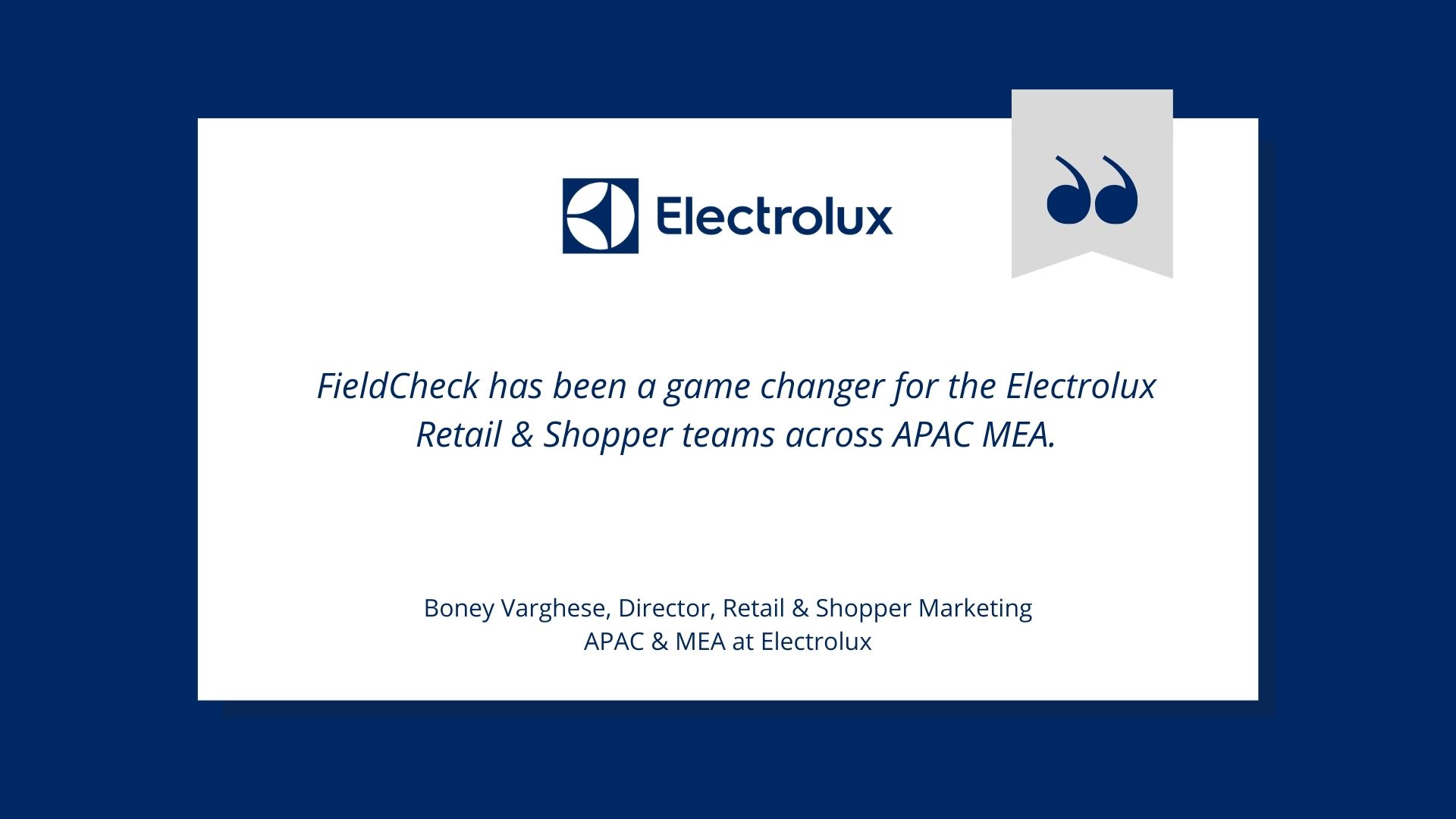 case study Electrolux use FiedCheck