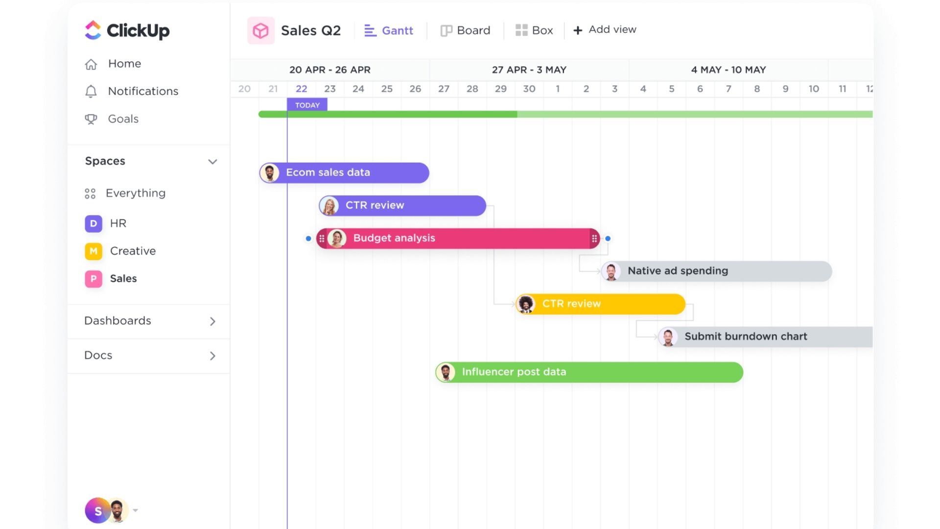 gantt chart by clickup