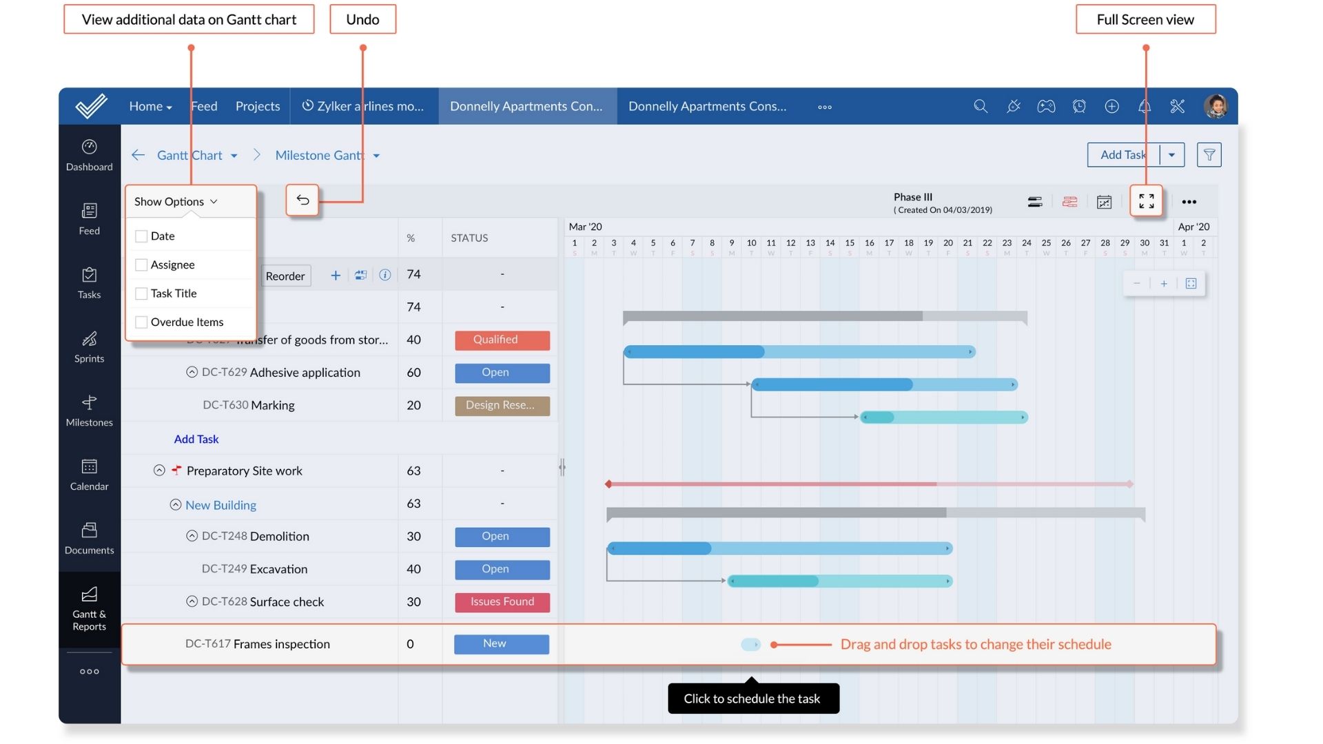 gantt chart by zoho